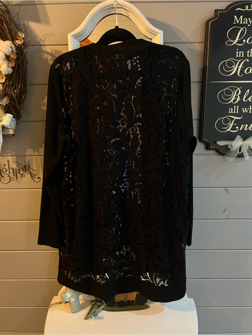 Colleen Lopez Black Lace Open-Work Cardigan NWOT - Picture 10 of 11